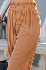 PLEATED PAPER BAG WIDE LEG PANTS