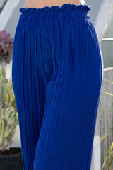 PLEATED PAPER BAG WIDE LEG PANTS