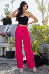 PLEATED PAPER BAG WIDE LEG PANTS