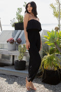 Thumbnail of SOLID PLEATED FOLDED OFF SHOULDER JUMPSUITS