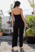 Thumbnail of SOLID PLEATED FOLDED OFF SHOULDER JUMPSUITS