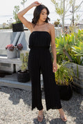 Thumbnail of SOLID PLEATED FOLDED OFF SHOULDER JUMPSUITS