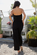 Thumbnail of SOLID PLEATED FOLDED OFF SHOULDER JUMPSUITS