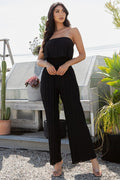 Thumbnail of SOLID PLEATED FOLDED OFF SHOULDER JUMPSUITS