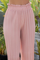 PLEATED PAPER BAG WIDE LEG PANTS