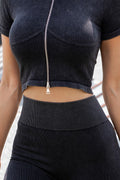 Thumbnail of 2-PIECE ZIP UP FRONT CROP JACKET SET