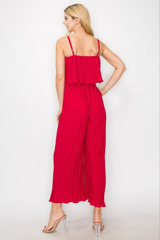 TIERED PLEATED GENIE JUMPSUIT