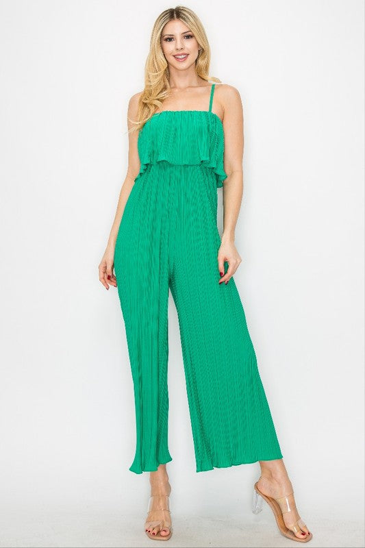 TIERED PLEATED GENIE JUMPSUIT