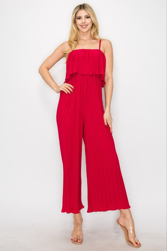 TIERED PLEATED GENIE JUMPSUIT