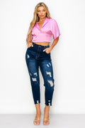 Thumbnail of Dark Indigo Ripped Mom Jeans