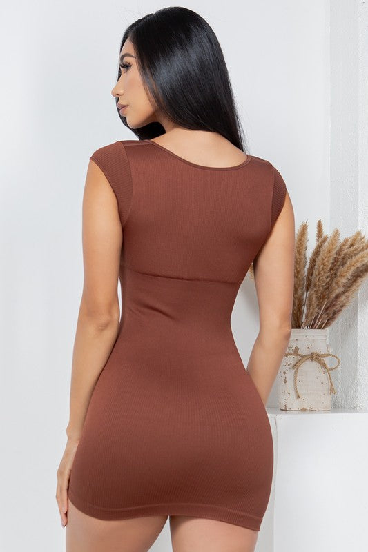 Bodycon Cap-Sleeve Mini Dress