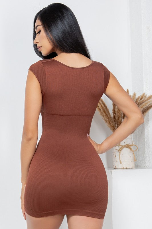 Bodycon Cap-Sleeve Mini Dress