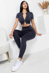 MINERAL WASH 2 -PIECE CROP TOP AND PANTS SET