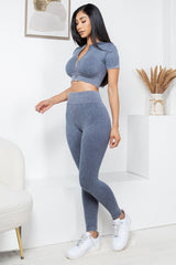 MINERAL WASH 2 -PIECE CROP TOP AND PANTS SET