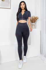 MINERAL WASH 2 -PIECE CROP TOP AND PANTS SET