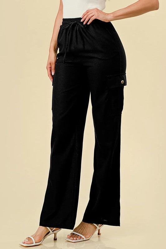 LINEN CARGO PANTS