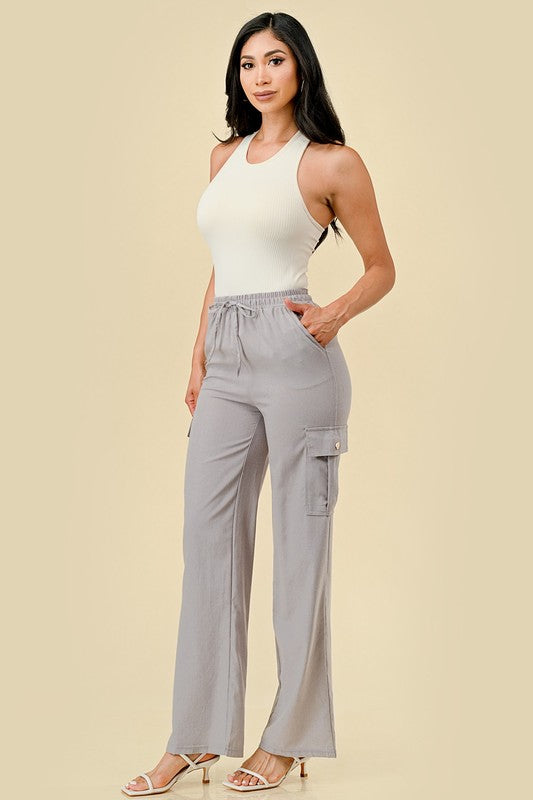 LINEN CARGO PANTS