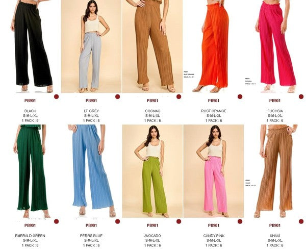 PLEATED PAPER BAG WIDE LEG PANTS