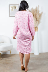 NIGHT GOWN L/S FLEECE-LINED PAJAMA DRESS