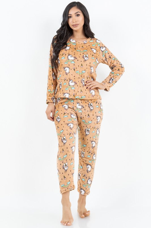 2-PIECE  PRINT BRUSHED PAJAMA SET
