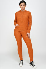 High Waist Jacquard Hoodie Butt Lift Leggings set