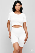 Thumbnail of WORKOUT OUTFIT CROP TOP AND BIKER SHORTS SET