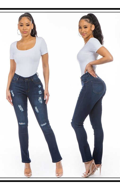 SLIM FIT RIPPED JEANS