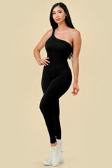 ONE STRAP RIBBED SEAMLESS JUMPSUIT