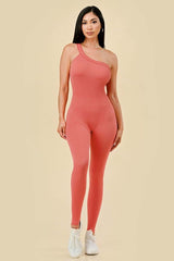 ONE STRAP RIBBED SEAMLESS JUMPSUIT