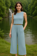 Thumbnail of TWO PIECE CRINKLE SLEEVELES TOP AND LONG PANTS