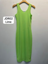 RIBBED SLEEVELESS MIDI DRESS