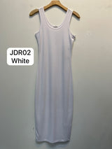 RIBBED SLEEVELESS MIDI DRESS