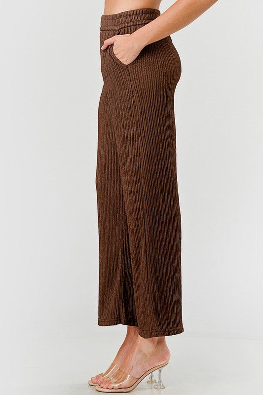 CRINKLE  OUT-WAIST W/STRINGSTRAIGHT LEG PANTS
