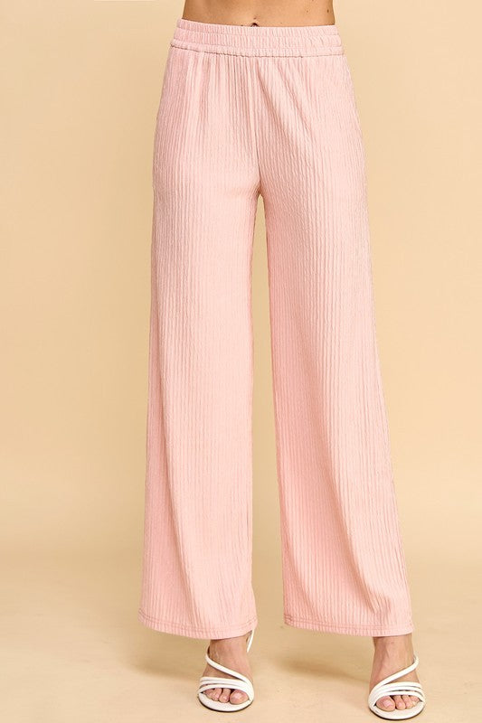 CRINKLE  OUT-WAIST W/STRINGSTRAIGHT LEG PANTS