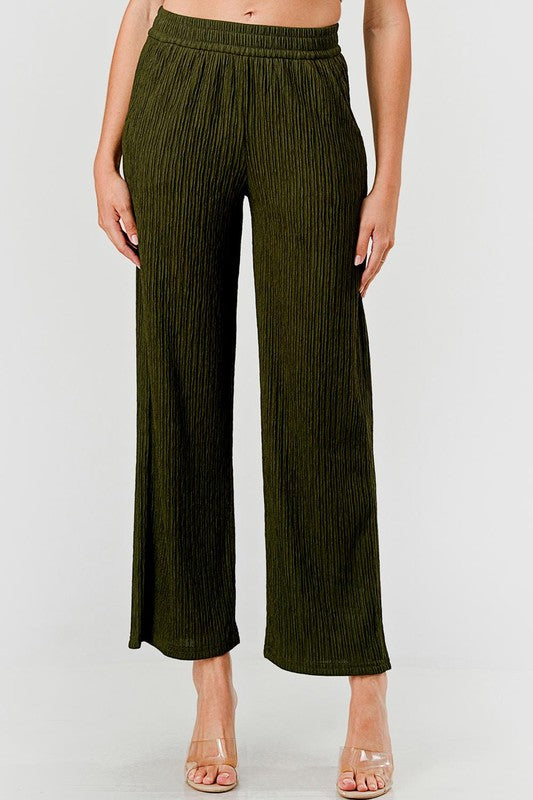 CRINKLE  OUT-WAIST W/STRINGSTRAIGHT LEG PANTS