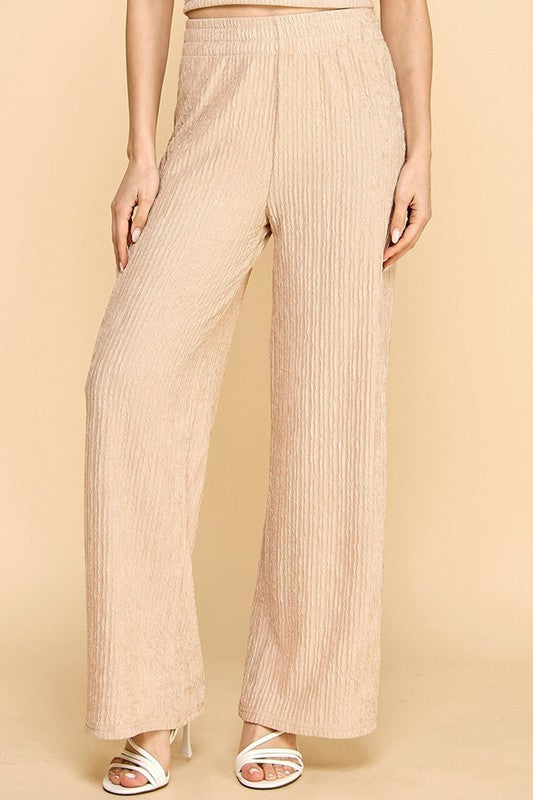 CRINKLE  OUT-WAIST W/STRINGSTRAIGHT LEG PANTS