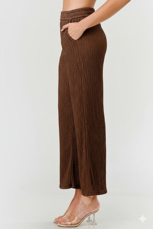 CRINKLE  OUT-WAIST W/STRINGSTRAIGHT LEG PANTS