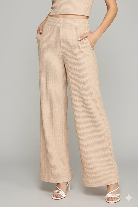 CRINKLE  OUT-WAIST W/STRINGSTRAIGHT LEG PANTS