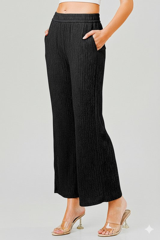 CRINKLE  OUT-WAIST W/STRINGSTRAIGHT LEG PANTS