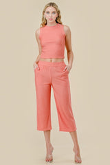 2 PIECE CRINKLE CAPRI SET