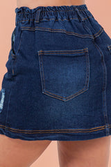 DENIM SKIRT WITH ELASTIC WAISTBAND