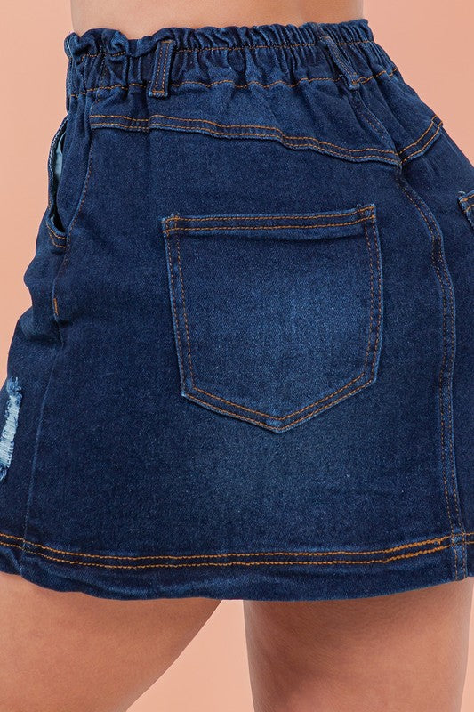 DENIM SKIRT WITH ELASTIC WAISTBAND