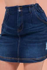DENIM SKIRT WITH ELASTIC WAISTBAND
