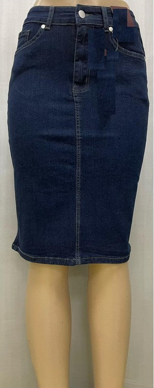 Denim pencil skirt