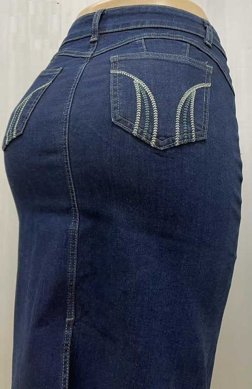 Denim pencil skirt