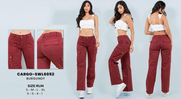 Cargo high-rise straight-leg organic jeans