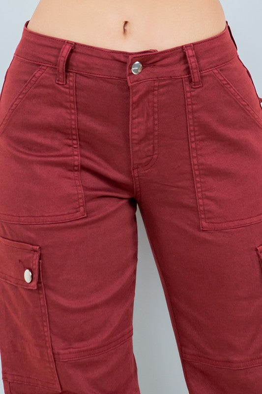 Cargo high-rise straight-leg organic jeans