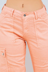 Cargo high-rise straight-leg organic jeans