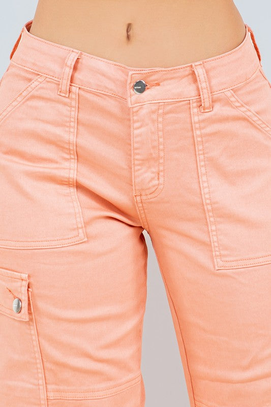 Cargo high-rise straight-leg organic jeans