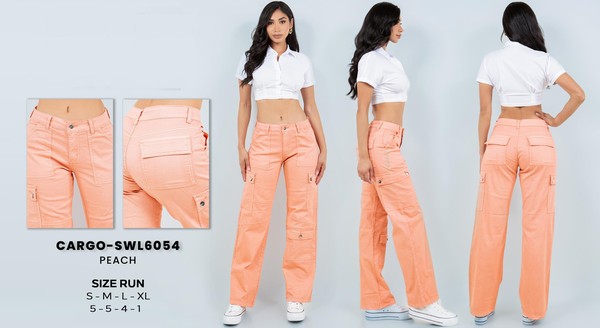 Cargo high-rise straight-leg organic jeans